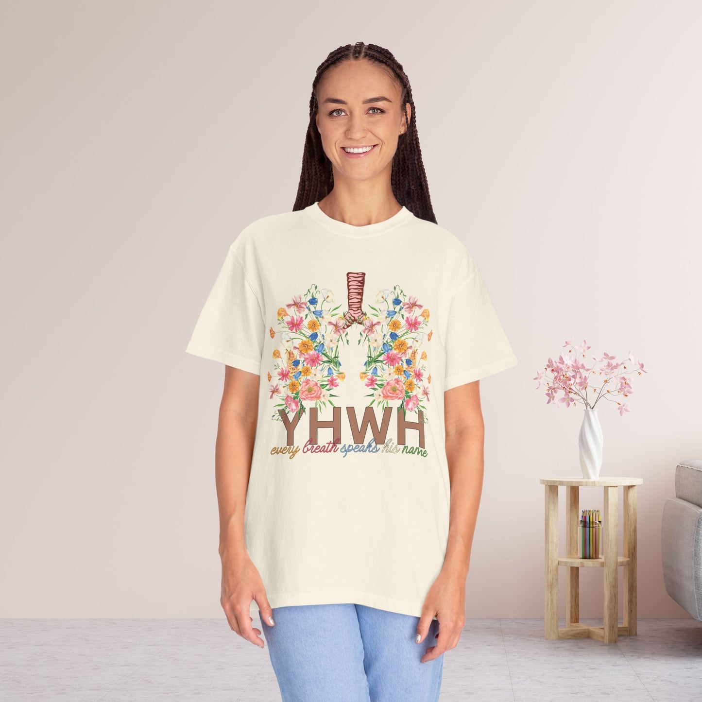 YHWH Every Breath Speaks His Name Comfort Colors Tee