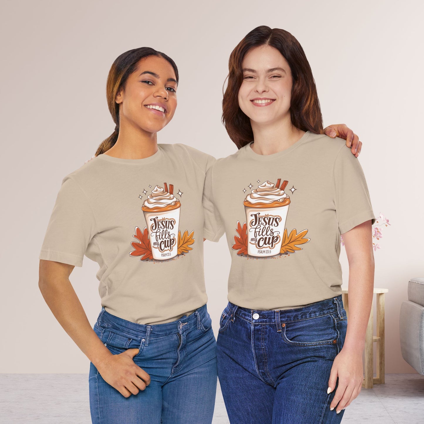 Jesus Fills My Cup Soft Cotton Tee - Fall Christian Tee