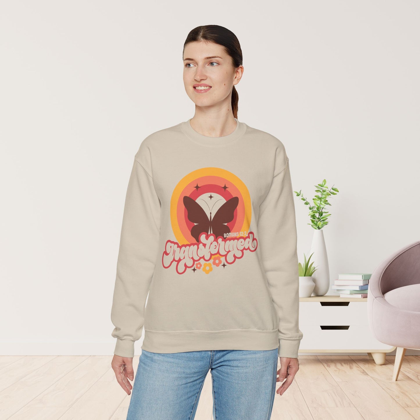 Transformed Sweatshirt - Romans 12:2 Bible Verse Sweatshirt