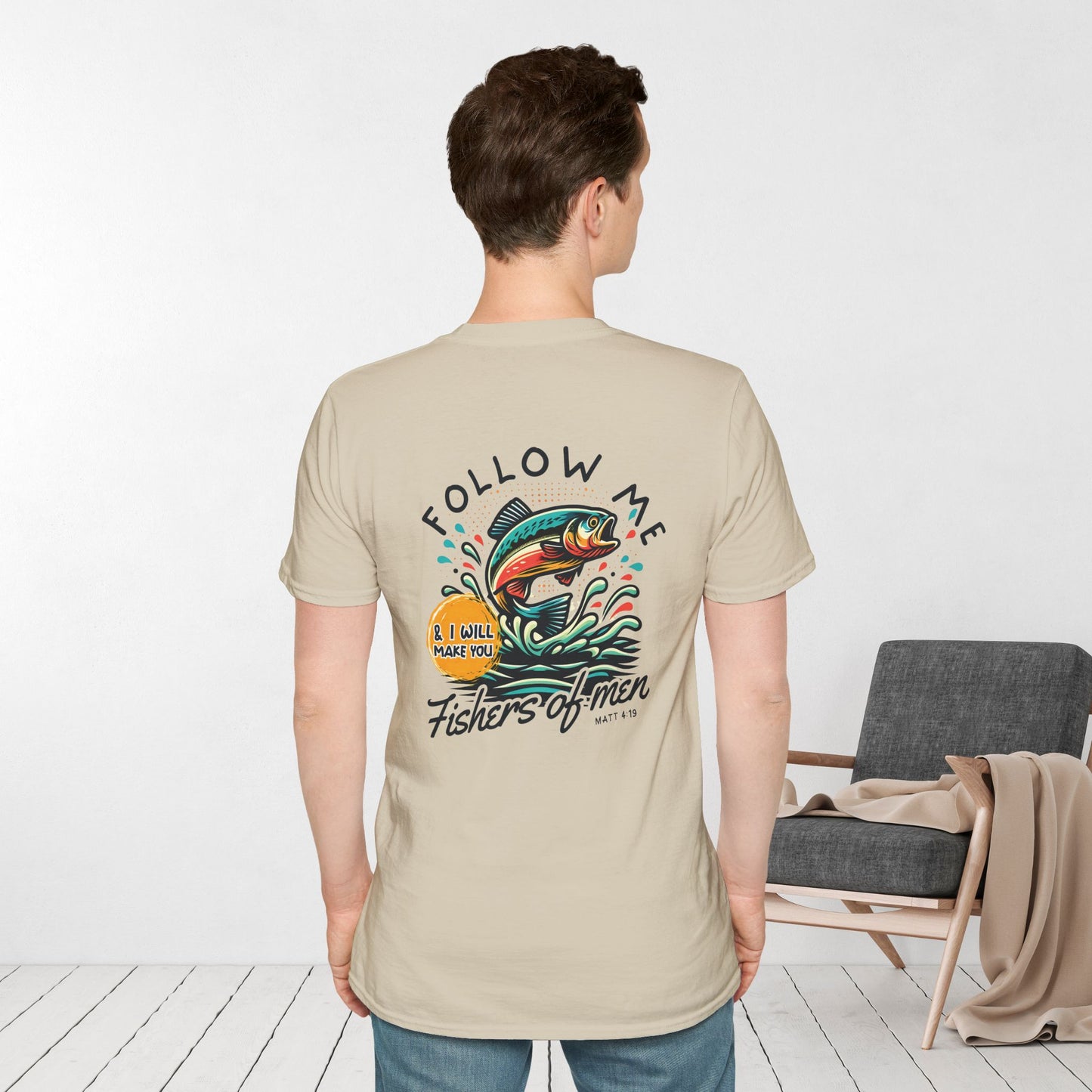 Follow Me Matthew 4:19 Men's Softstyle T-shirt
