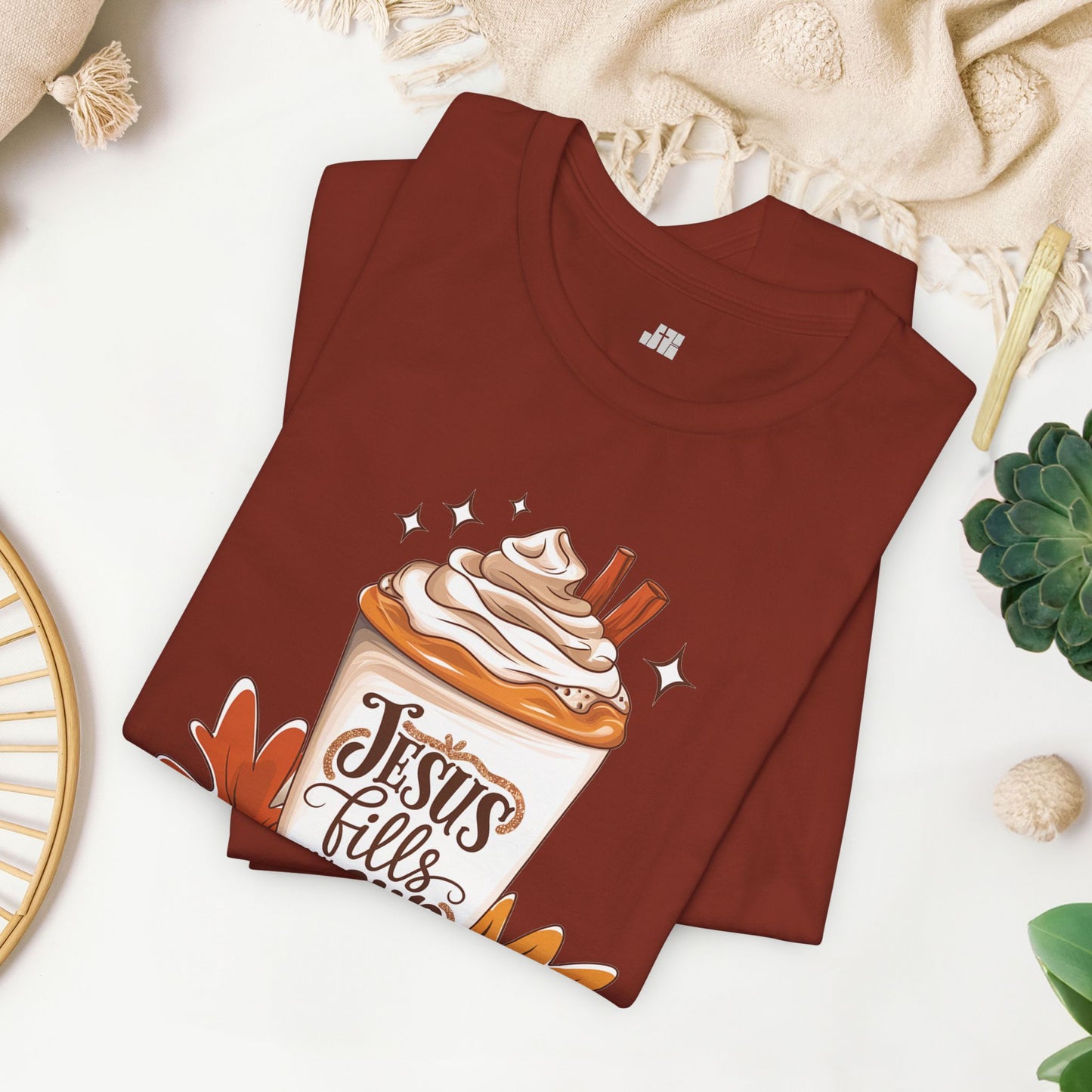 Jesus Fills My Cup Soft Cotton Tee - Fall Christian Tee