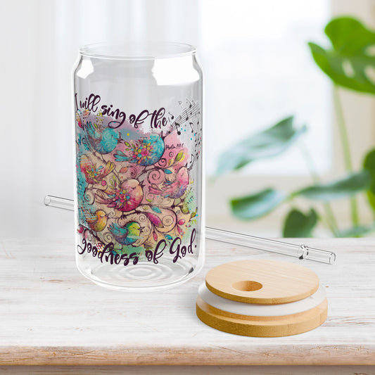 Goodness of God Sipper Glass with Bamboo Lid & Straw - 16 oz