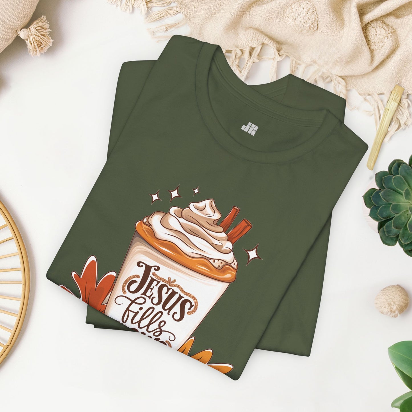 Jesus Fills My Cup Soft Cotton Tee - Fall Christian Tee