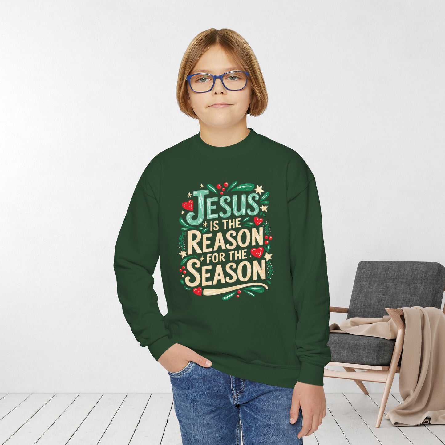 Jesus is the Reason for the Season Youth Christian Sweatshirt