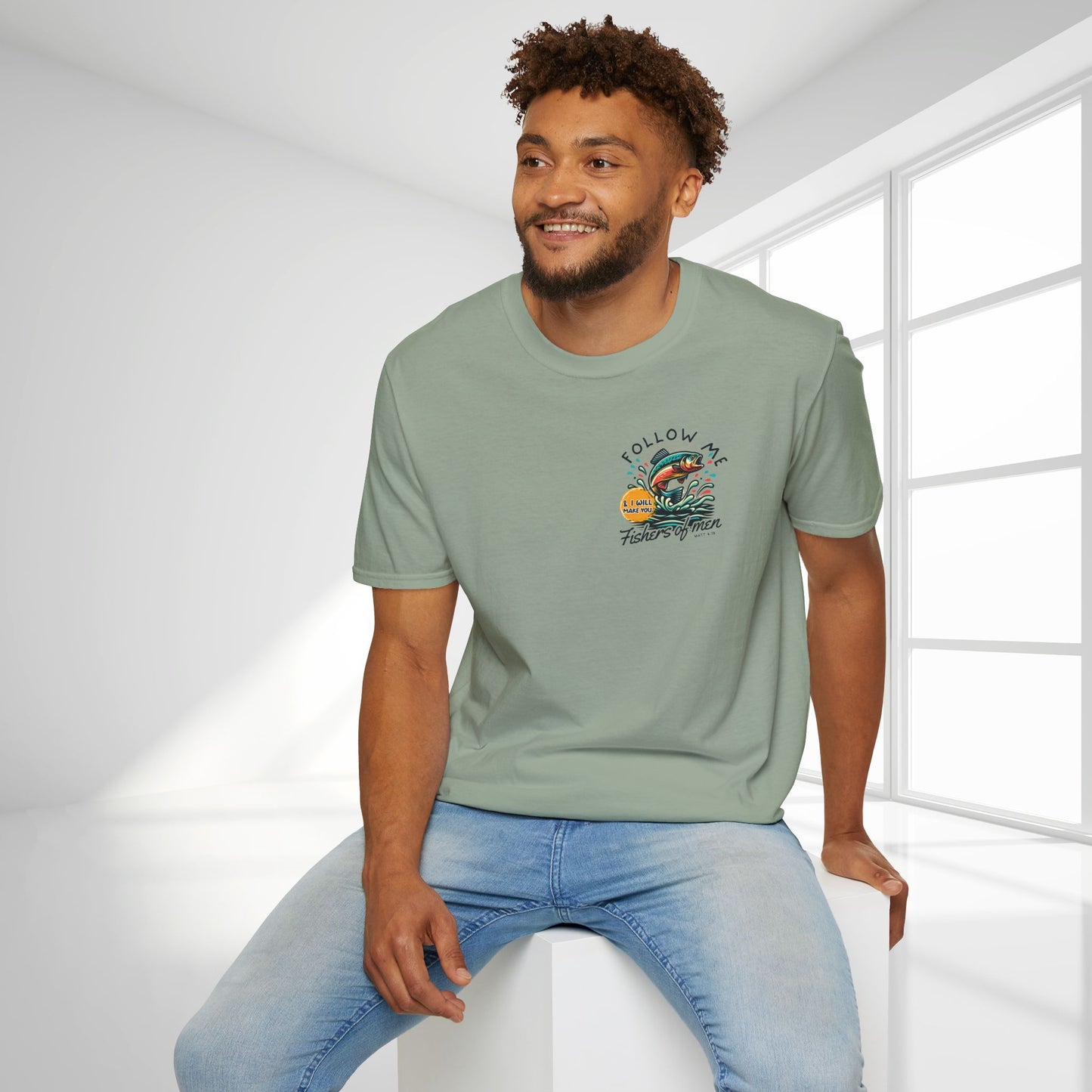 Follow Me Matthew 4:19 Men's Softstyle T-shirt