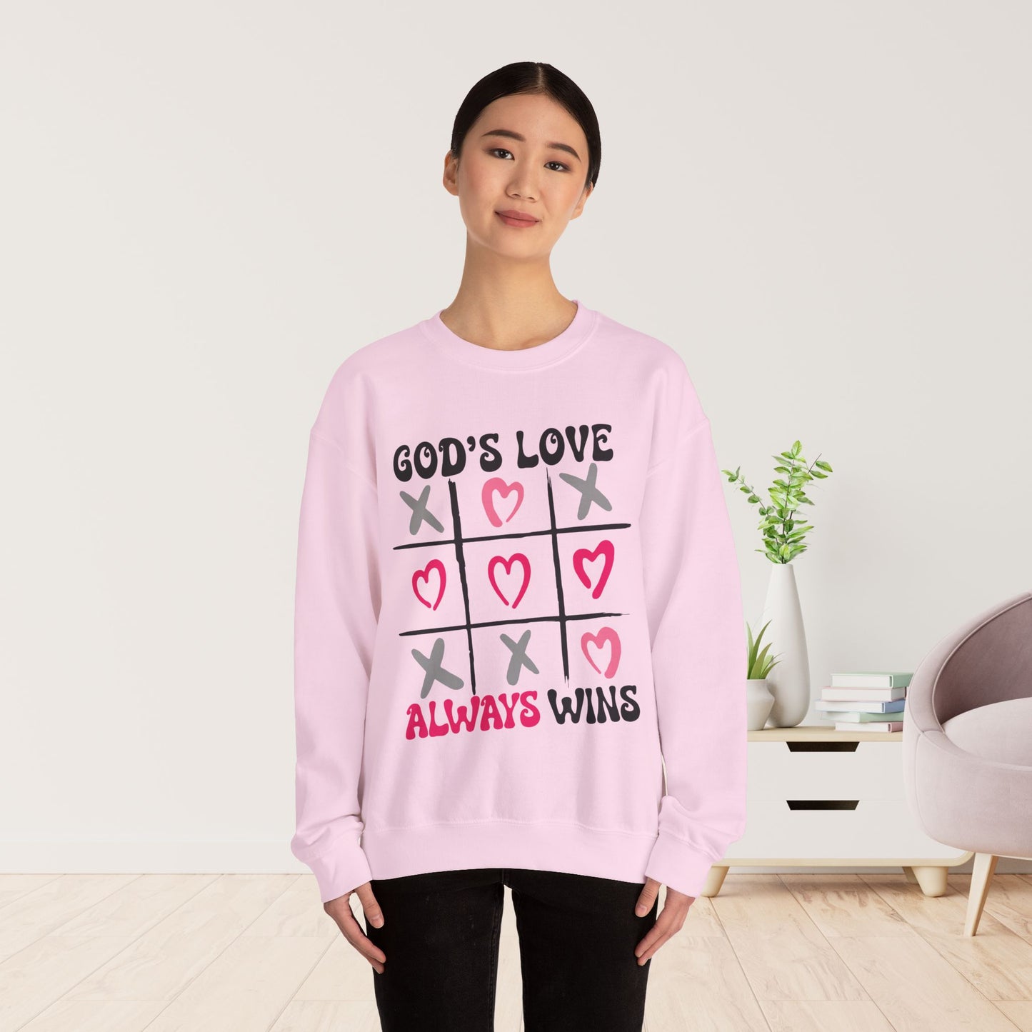 God's Love Always Wins Sweatshirt - Christian Crewneck Pullover