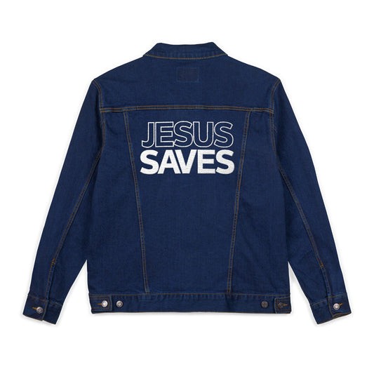 Embroidered Jesus Saves Unisex Denim Jacket