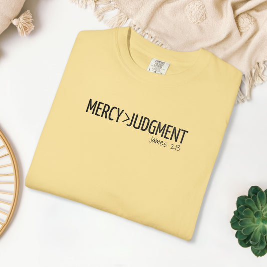 Embroidered Mercy > Judgment - James 2:13 Comfort Colors Shirt