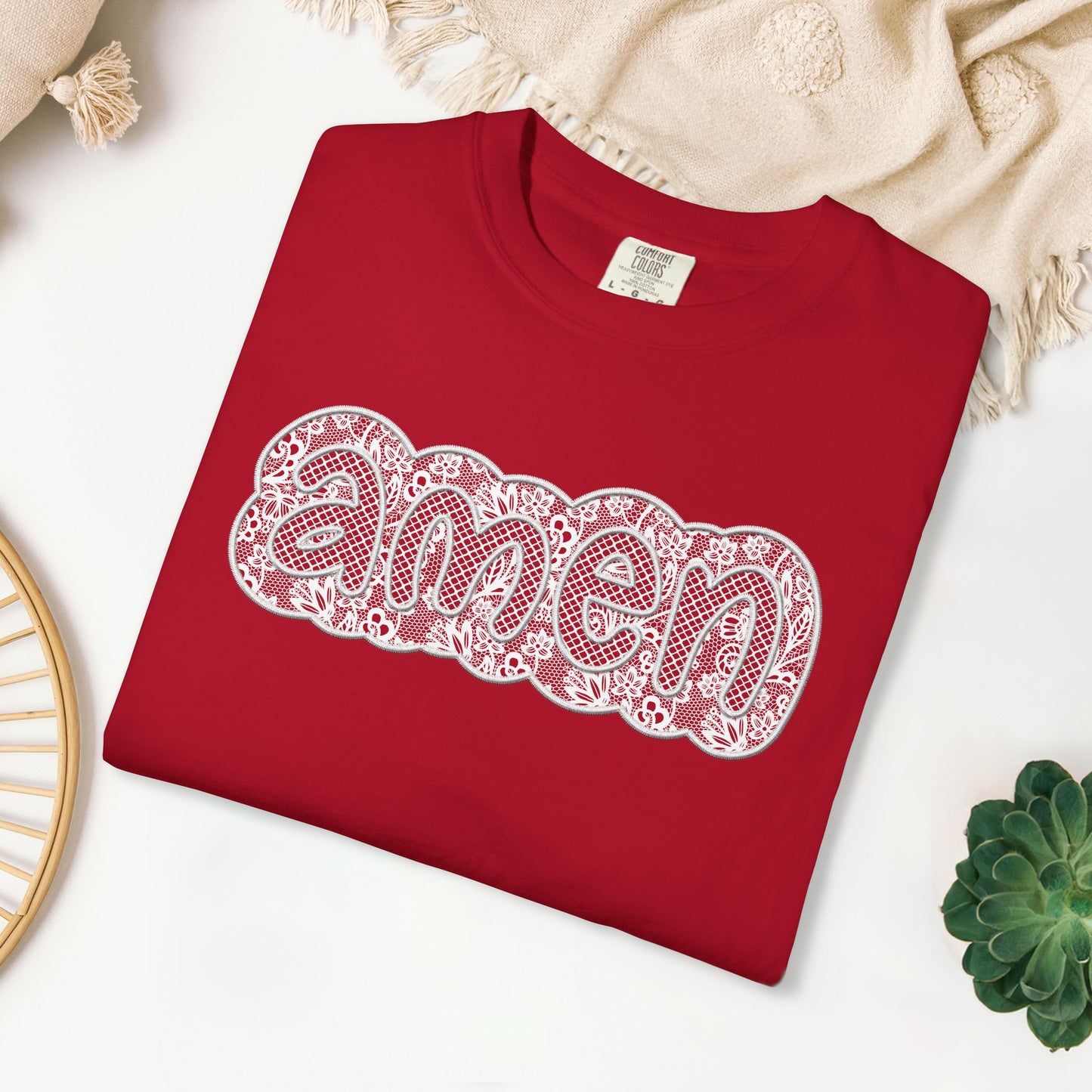 Amen Comfort Colors Shirt - Printed Lace Design