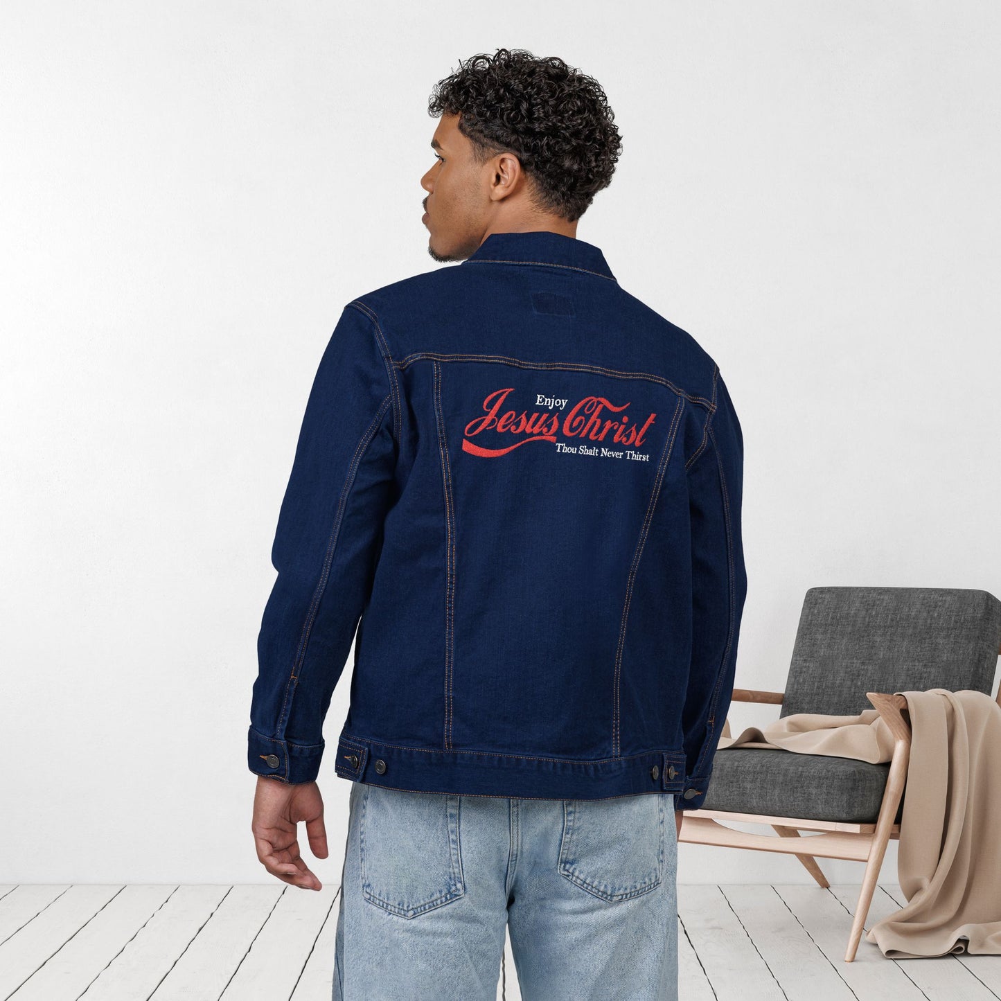 Embroidered Jesus Christ Unisex Denim Jacket