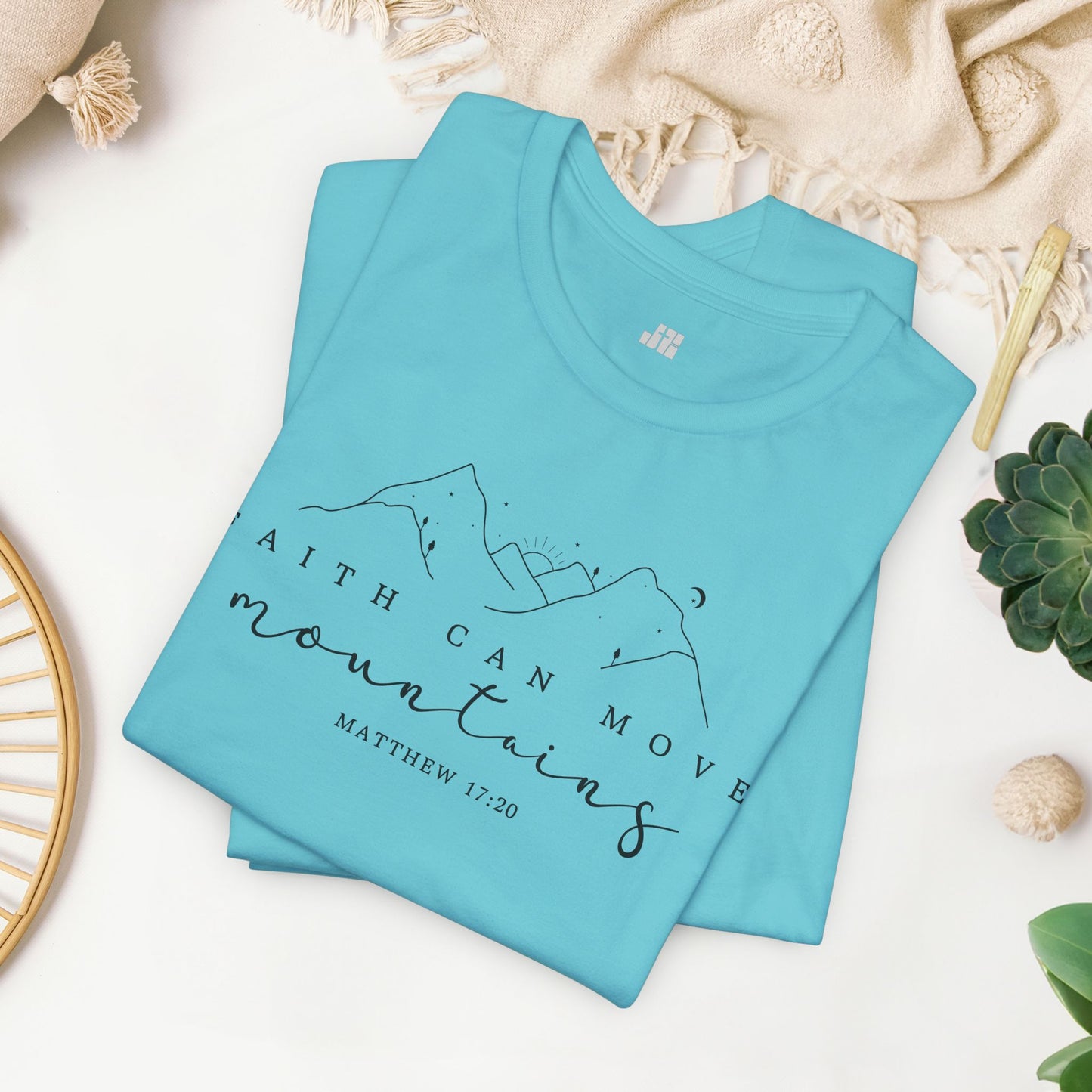 Faith Can Move Mountains Soft Cotton Tee - Matthew 17:20 Bible Verse Shirt
