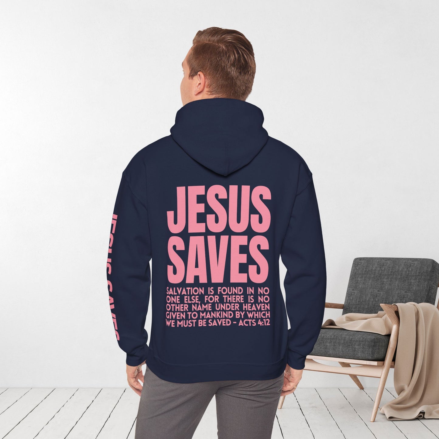 Unisex Jesus Saves Hoodie - Acts 4:12 Bible Verse Christian Hoodie