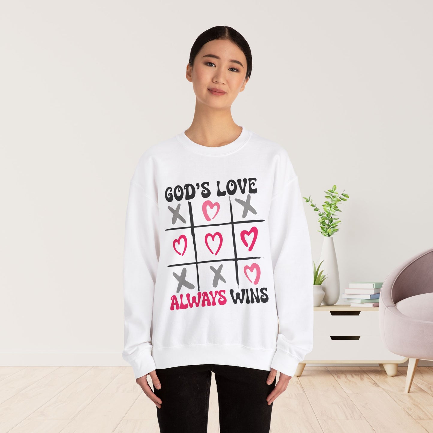 God's Love Always Wins Sweatshirt - Christian Crewneck Pullover
