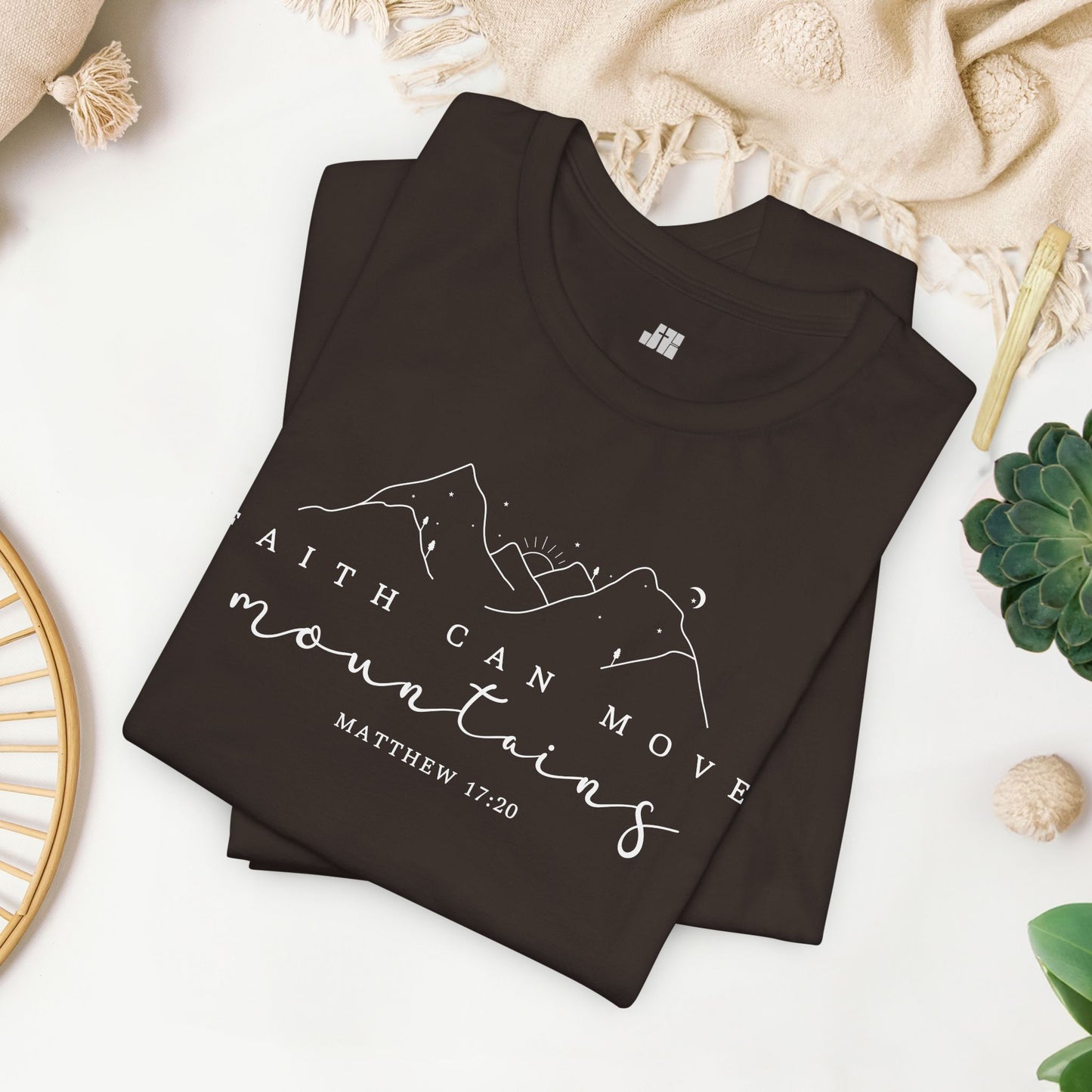Faith Can Move Mountains Soft Cotton Tee - Matthew 17:20 Bible Verse Shirt