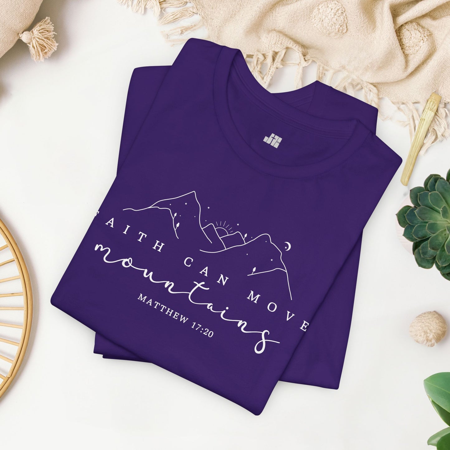 Faith Can Move Mountains Soft Cotton Tee - Matthew 17:20 Bible Verse Shirt