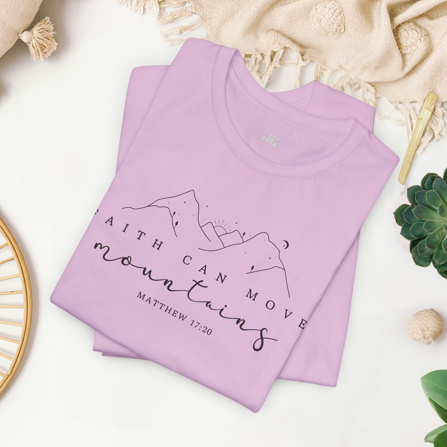 Faith Can Move Mountains Soft Cotton Tee - Matthew 17:20 Bible Verse Shirt