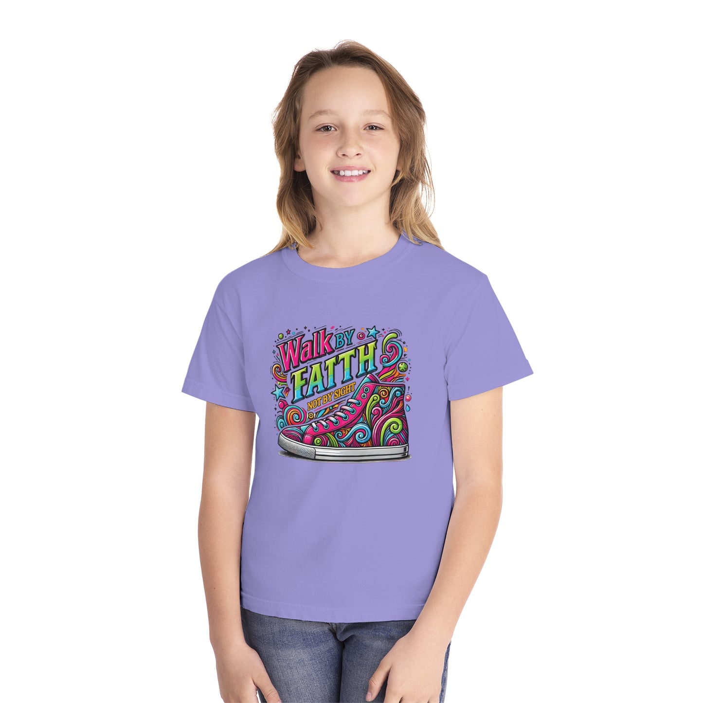 Walk by Faith Not by Sight Comfort Colors Youth Christian Tee - Youth Christmas Shirt