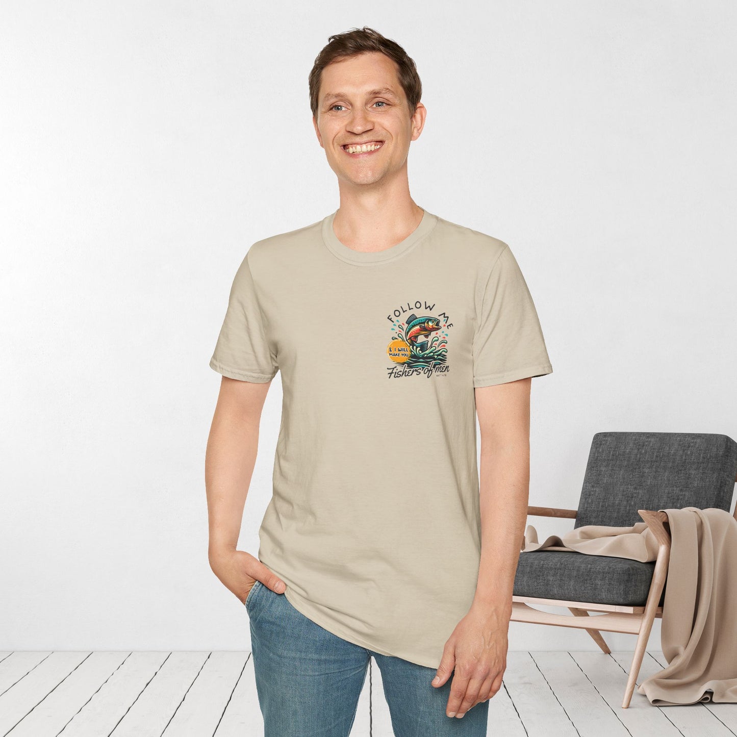 Follow Me Matthew 4:19 Men's Softstyle T-shirt