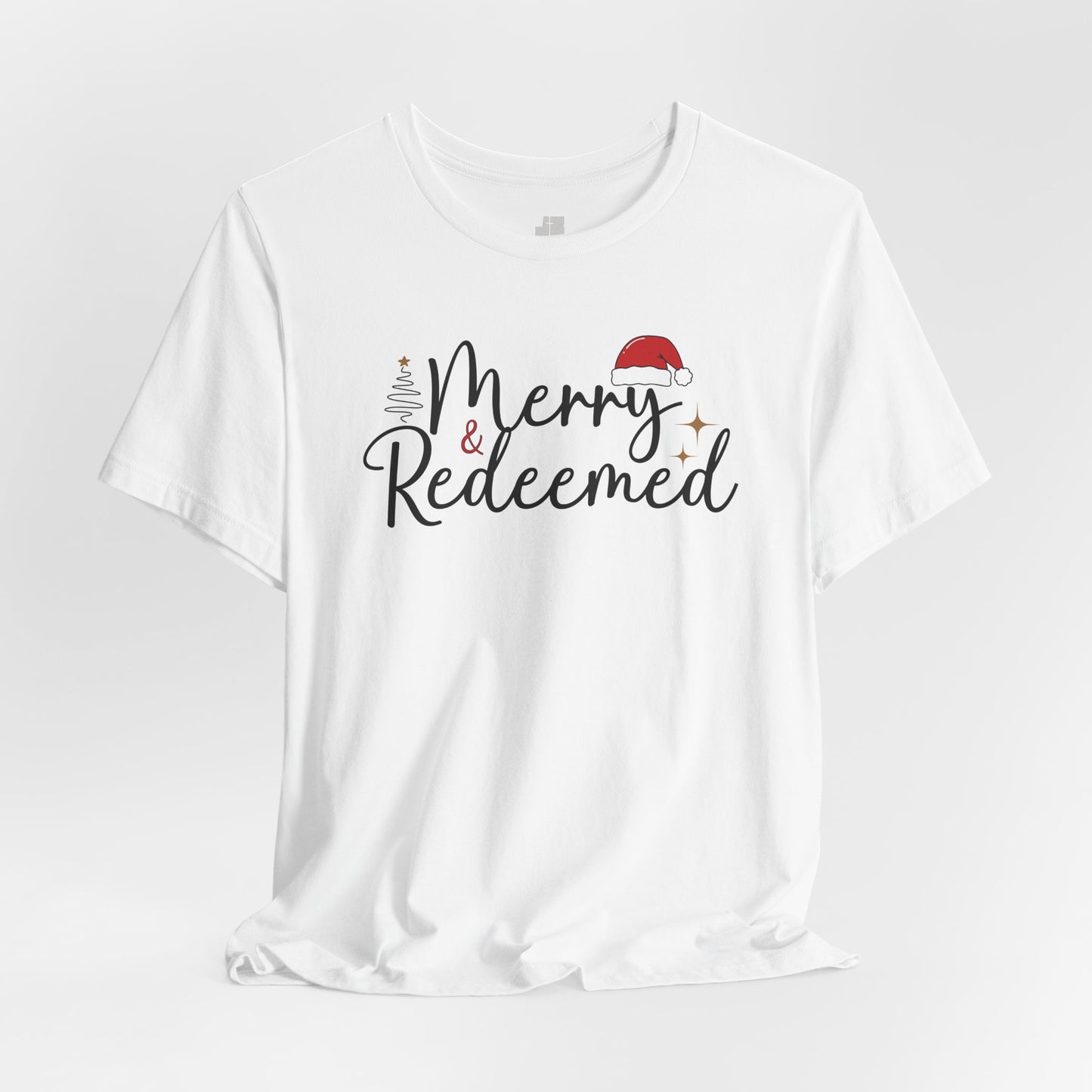 Merry & Redeemed Soft Cotton Tee - Christian Christmas Shirt