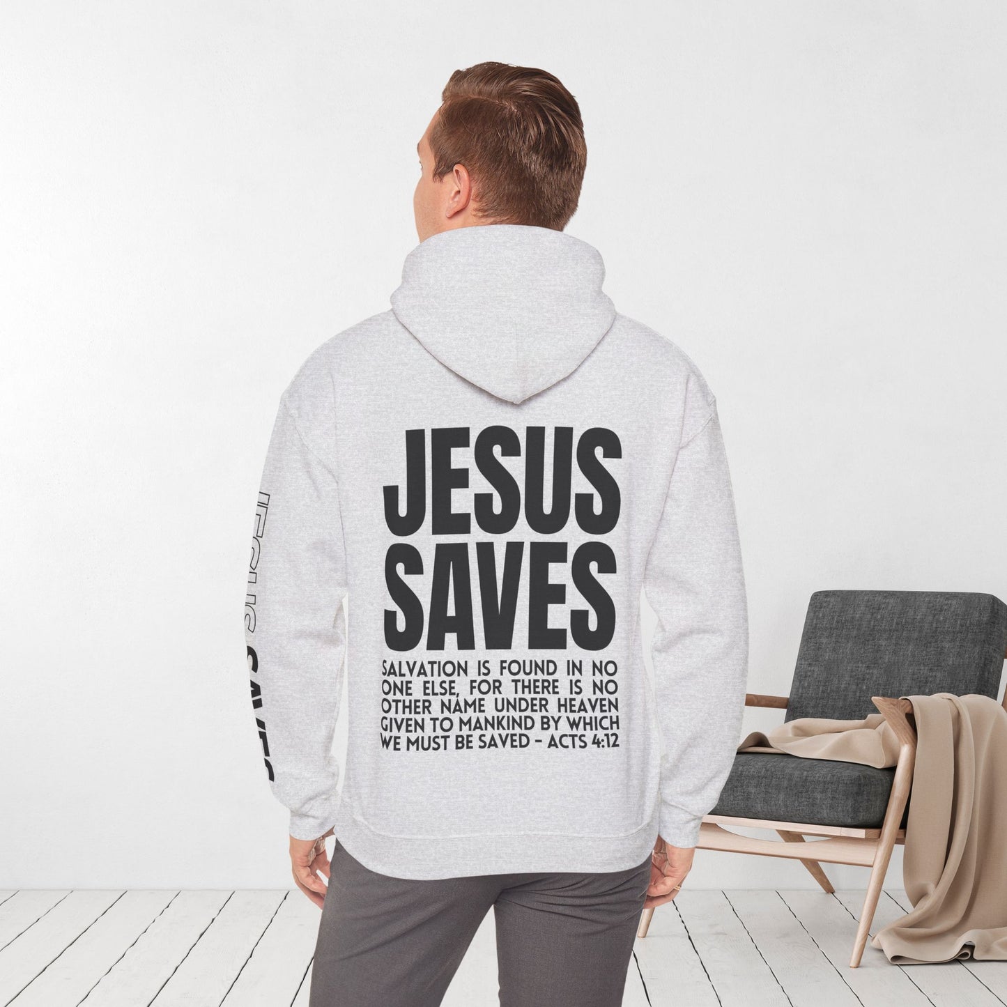 Jesus Saves Hoodie - Acts 4:12 Bible Verse Christian Hoodie