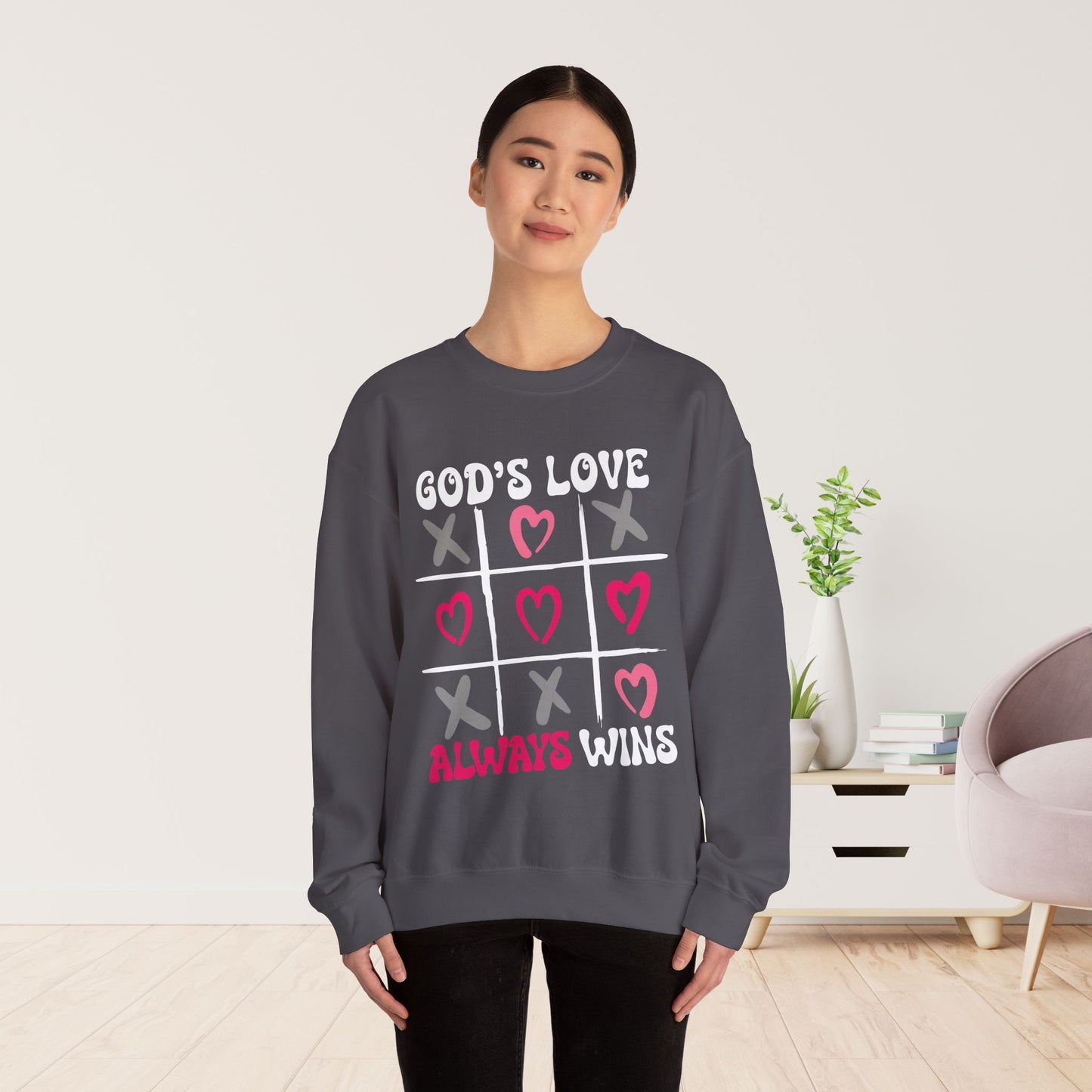 God's Love Always Wins Sweatshirt - Christian Crewneck Pullover