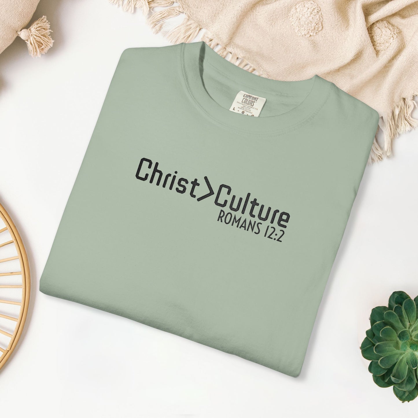 Embroidered Christ > Culture - Romans 12:2 Comfort Colors Shirt