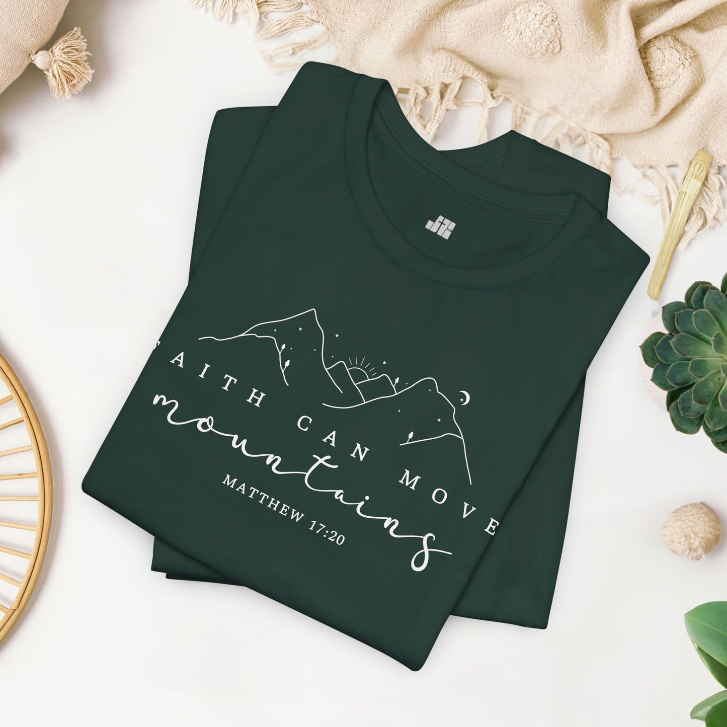Faith Can Move Mountains Soft Cotton Tee - Matthew 17:20 Bible Verse Shirt