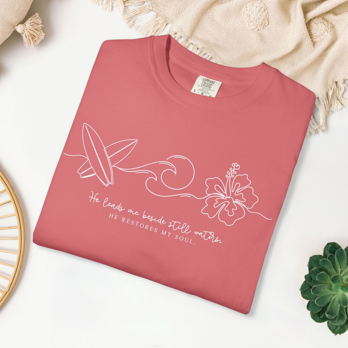 He Leads Me Beside Still Waters Comfort Colors Shirt