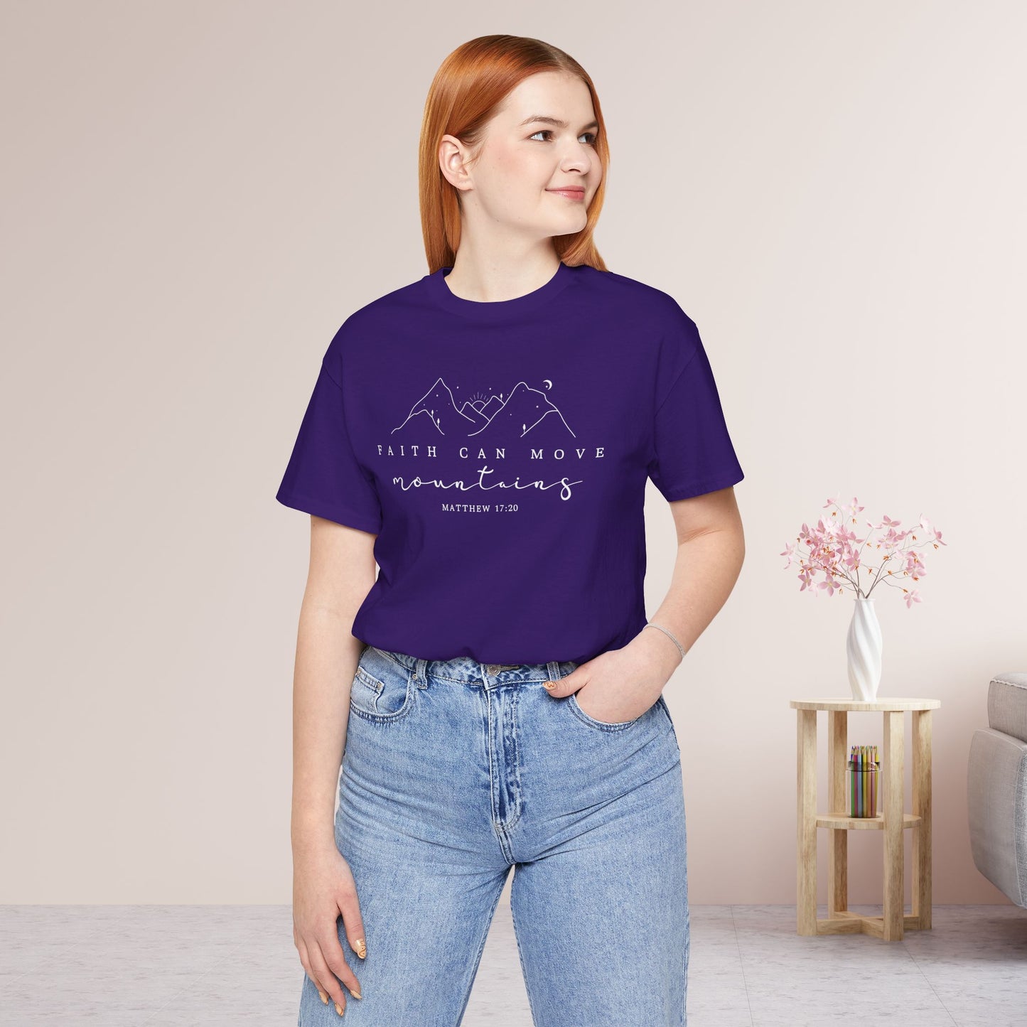 Faith Can Move Mountains Soft Cotton Tee - Matthew 17:20 Bible Verse Shirt