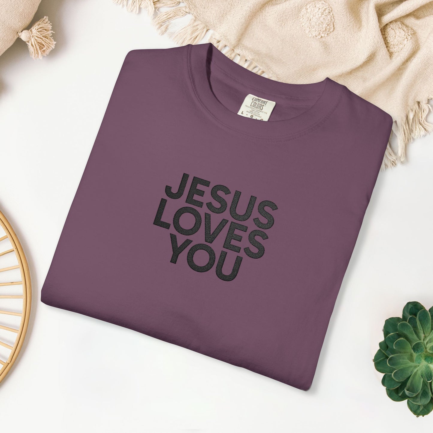 Jesus Loves You Embroidered Comfort Colors Shirt