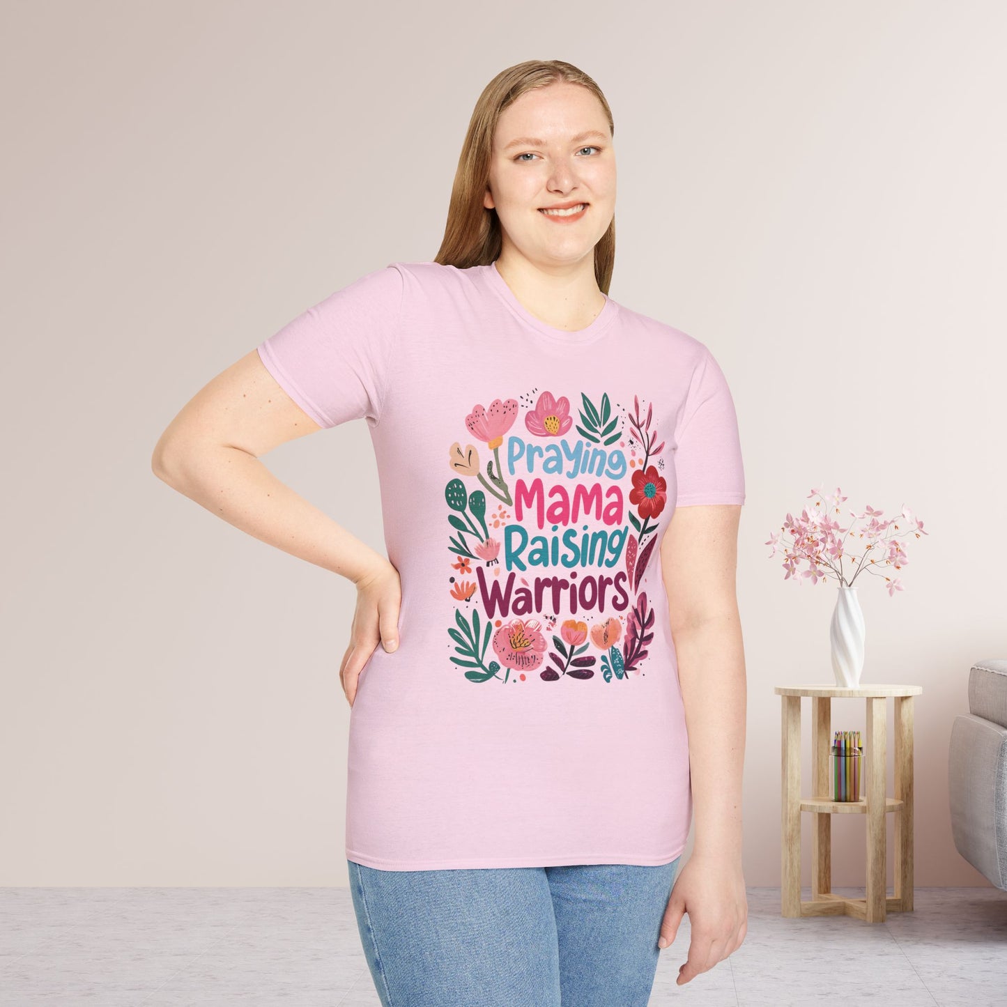 Praying Mama Raising Warriors Softstyle T-shirt