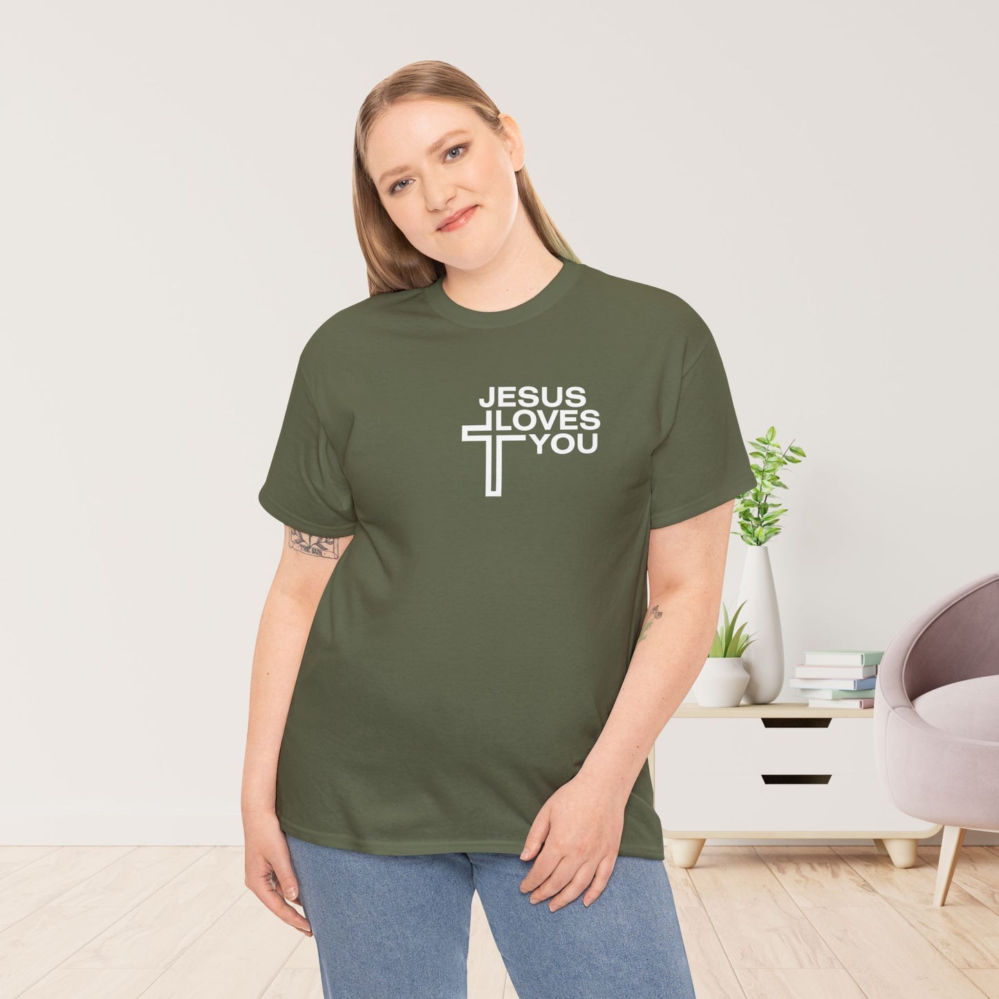 Jesus Loves You Heavy Cotton Tee