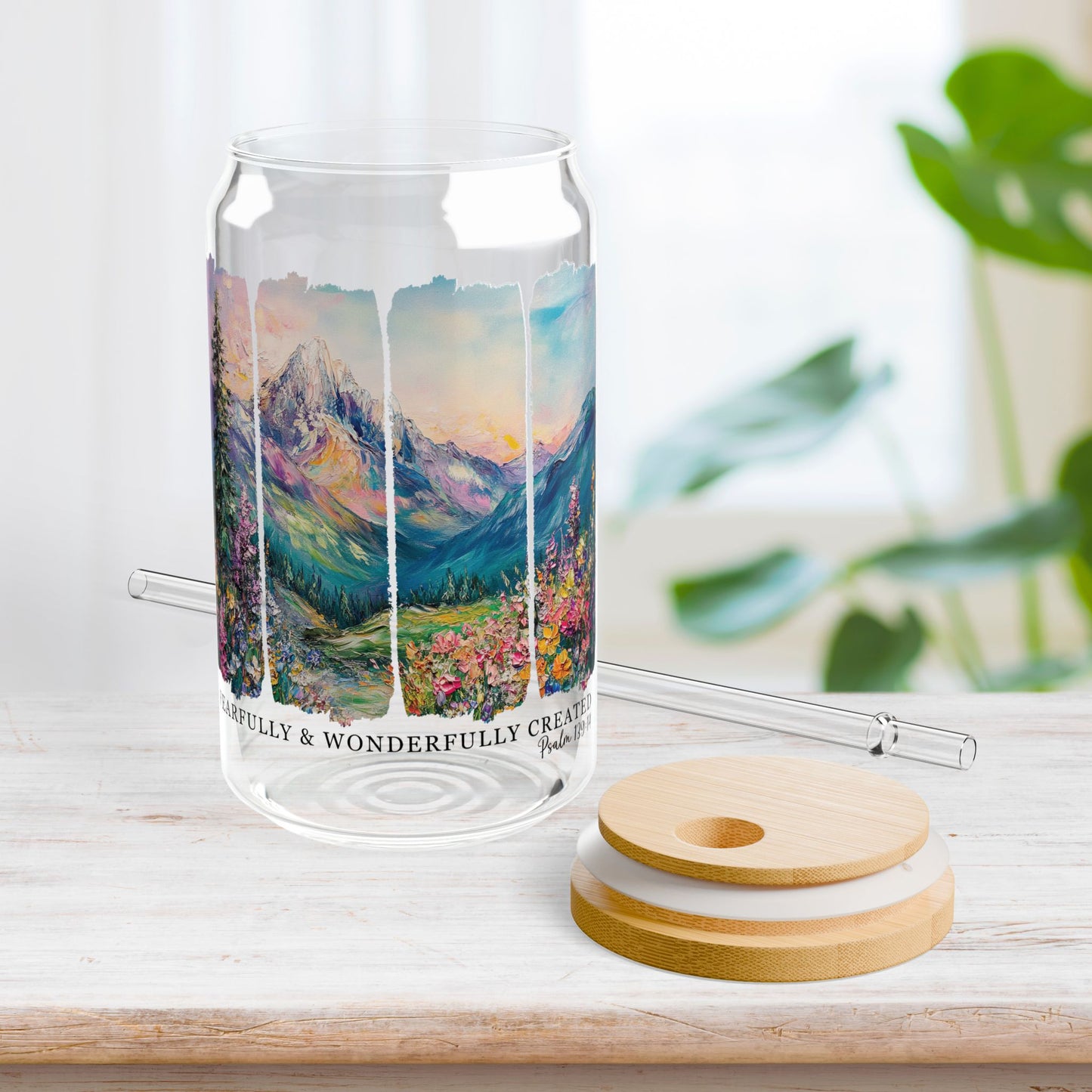Fearfully & Wonderfully Created Sipper Glass with Bamboo Lid & Straw - 16 oz