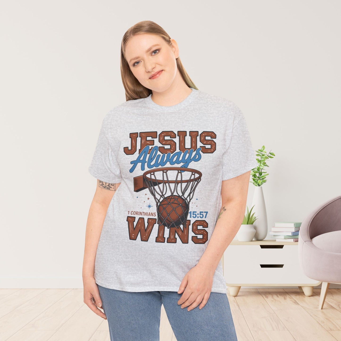 Jesus Always Wins Heavy Cotton Tee