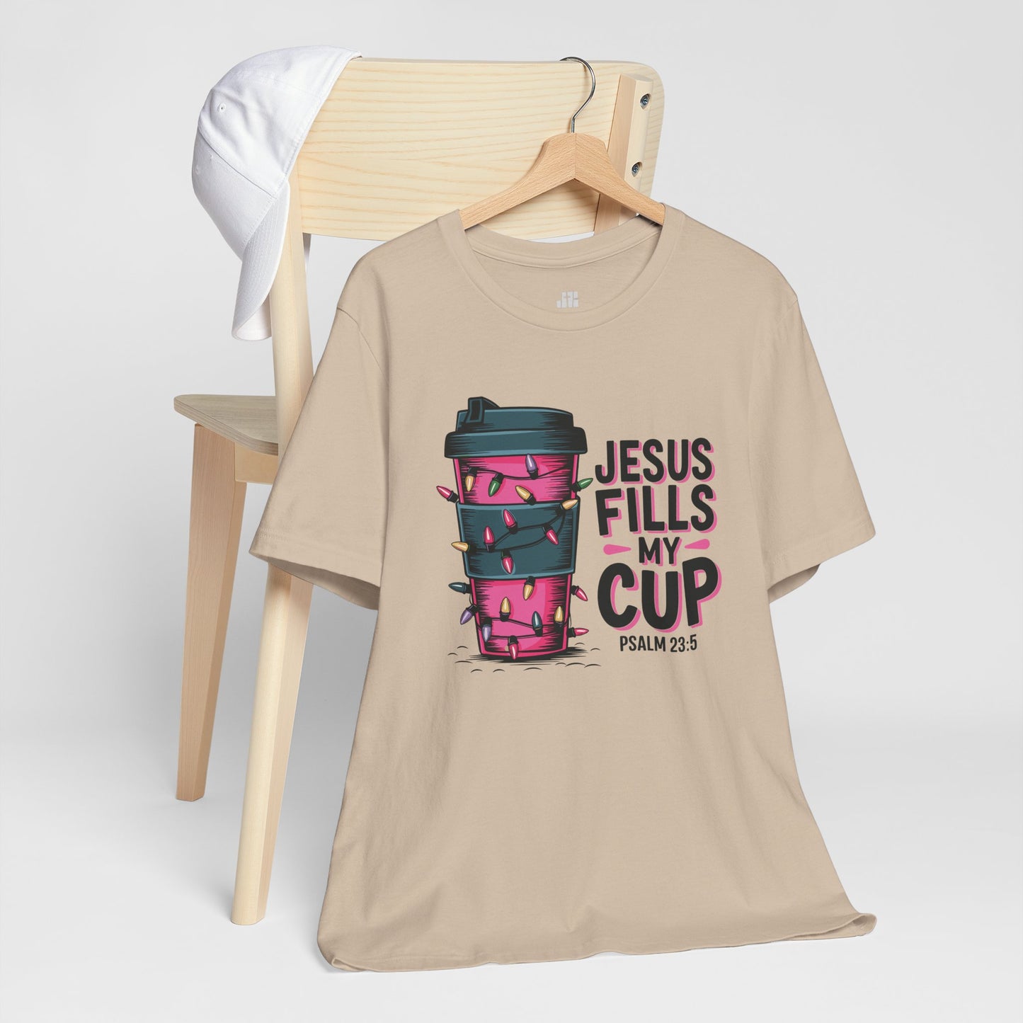 Jesus Fills My Cup Soft Cotton Tee - Holiday Christian Shirt