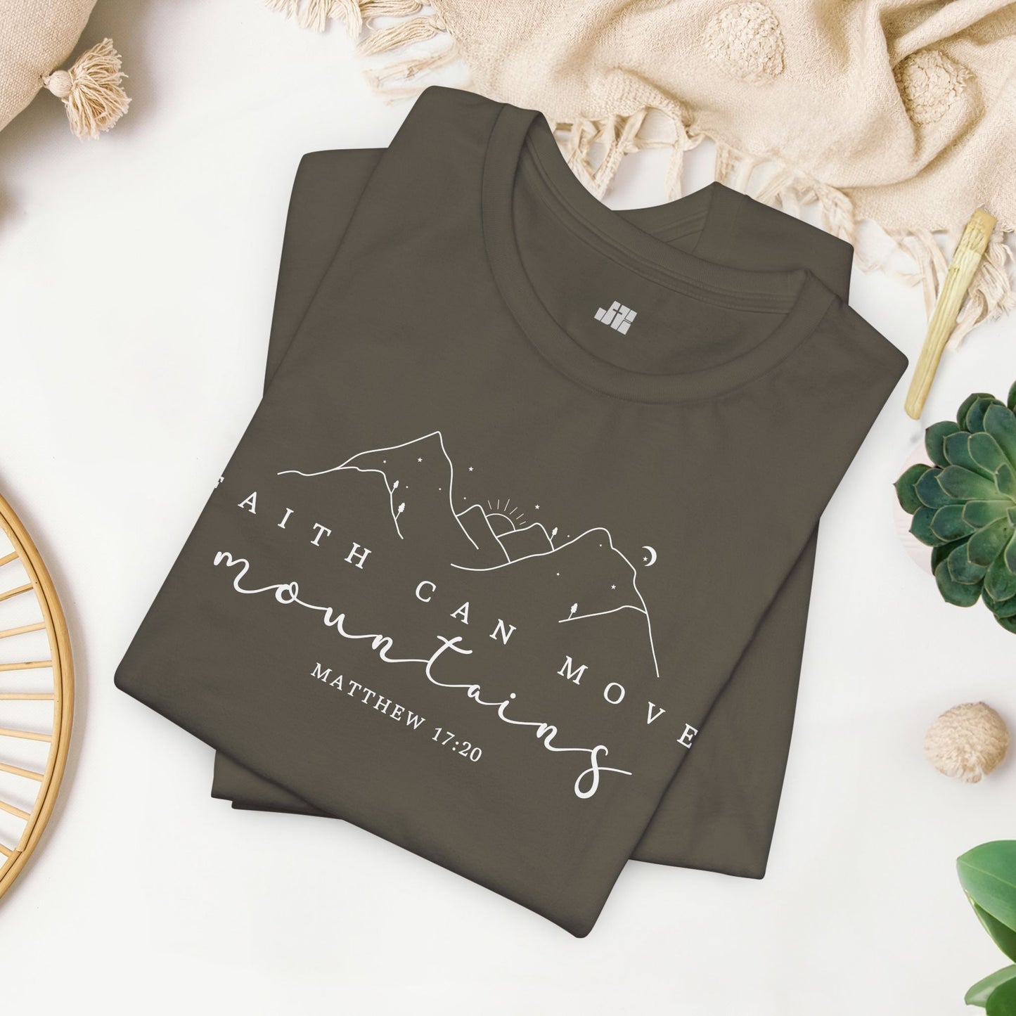 Faith Can Move Mountains Soft Cotton Tee - Matthew 17:20 Bible Verse Shirt
