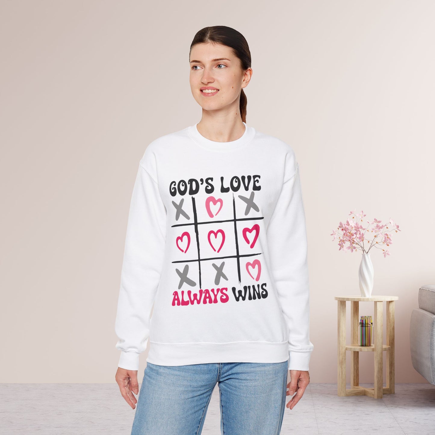 God's Love Always Wins Sweatshirt - Christian Crewneck Pullover