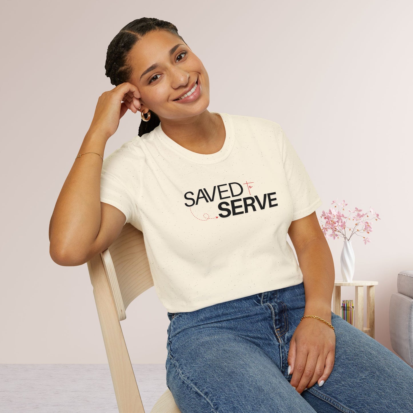 Saved to Serve - We Serve 'Cause We Are Saved Softstyle T-shirt - Trendy  Christian Tee