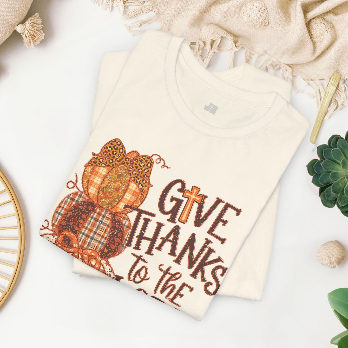 Give Thanks to The Lord Soft Cotton Tee - Fall Christian Tee
