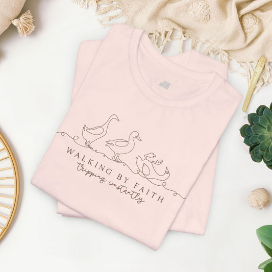 Walking By Faith Tripping Constantly Soft Cotton Tee