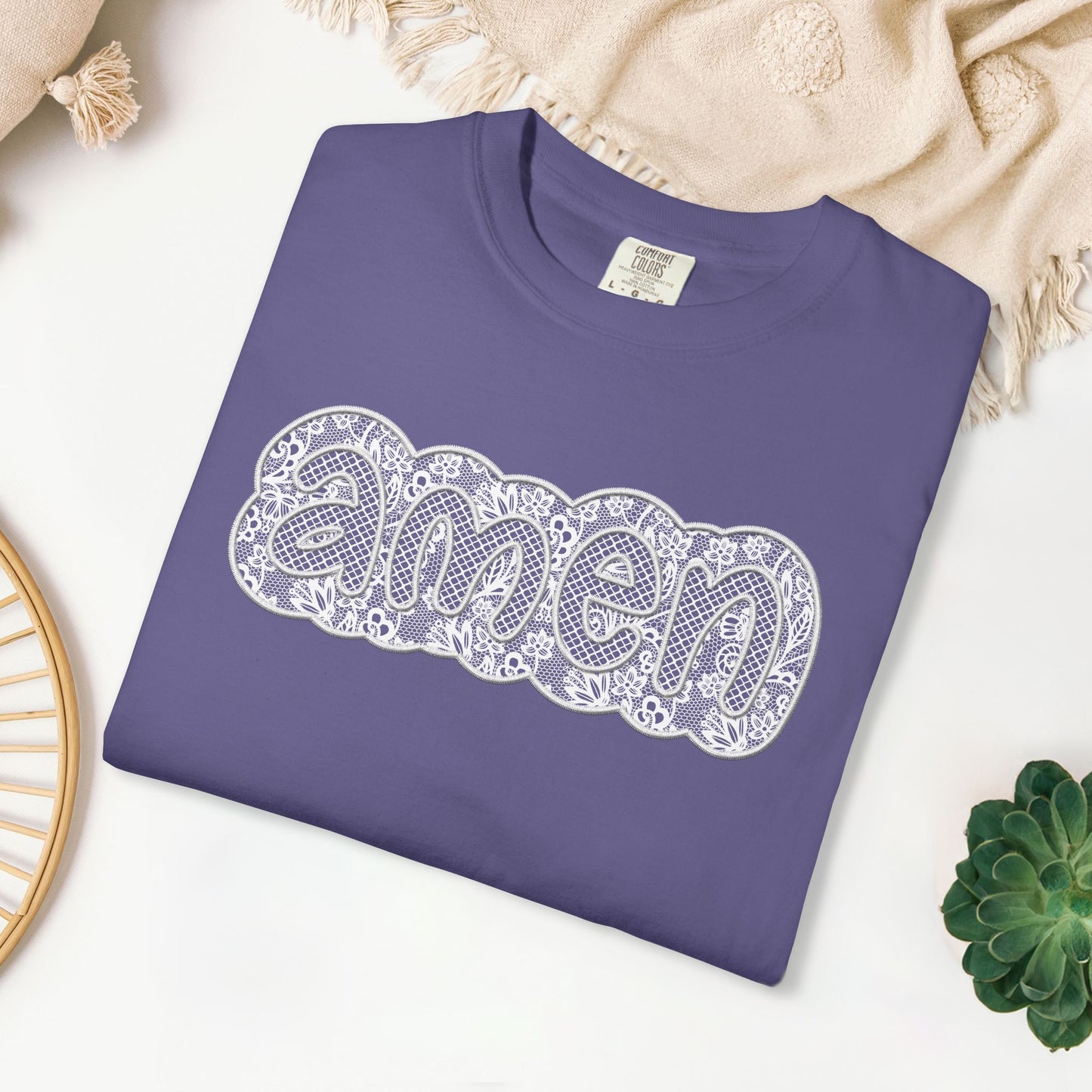Amen Comfort Colors Shirt - Printed Lace Design