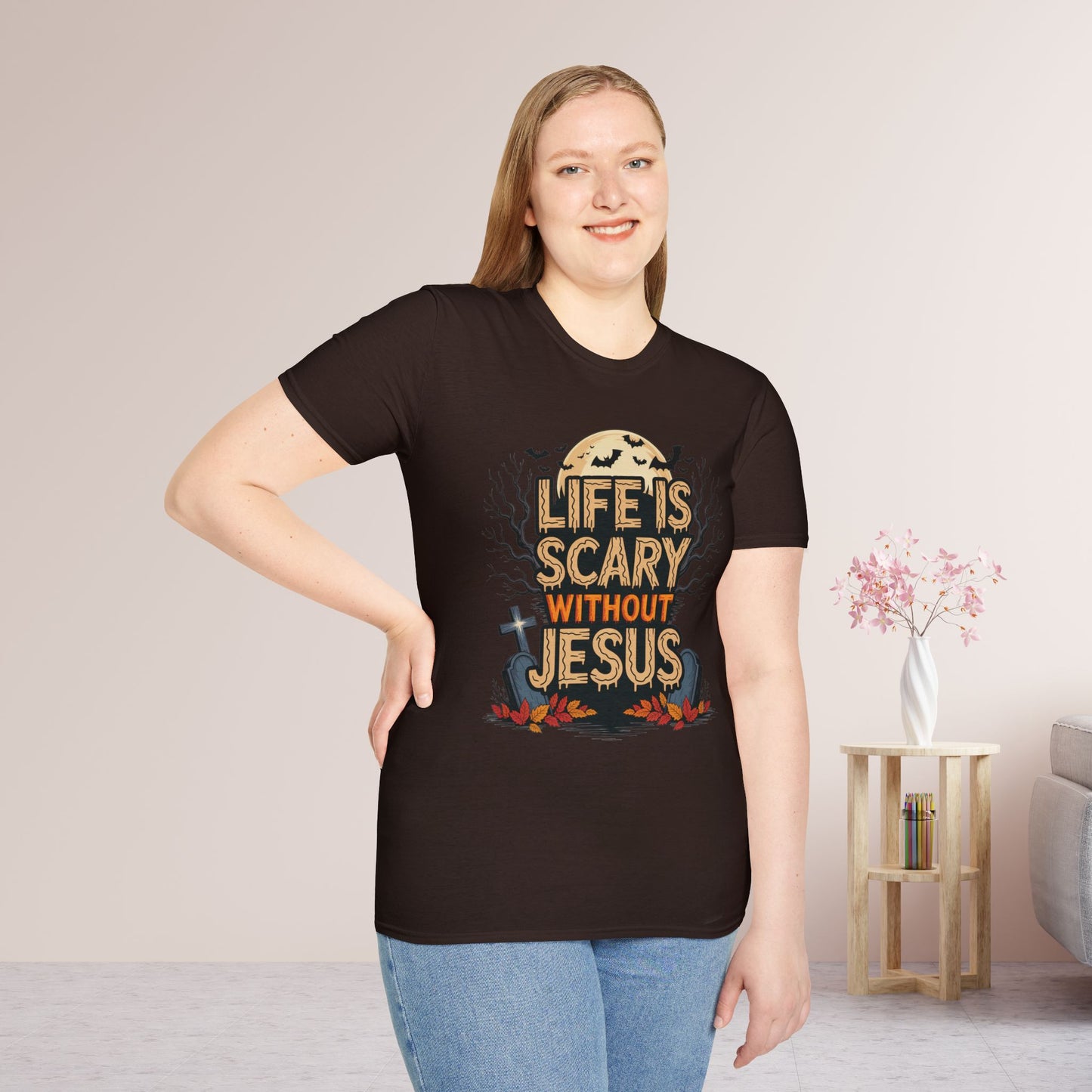 Life is Scary Without Jesus Softstyle T-shirt