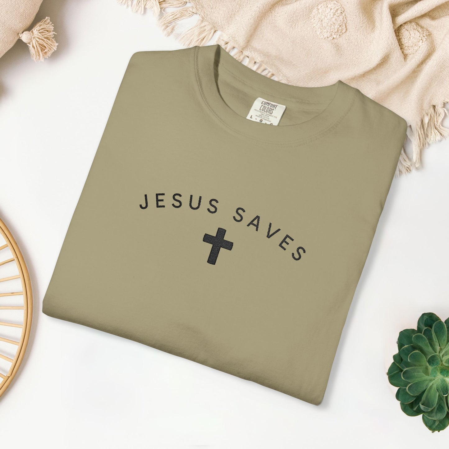 Embroidered Jesus Saves Comfort Colors Shirt