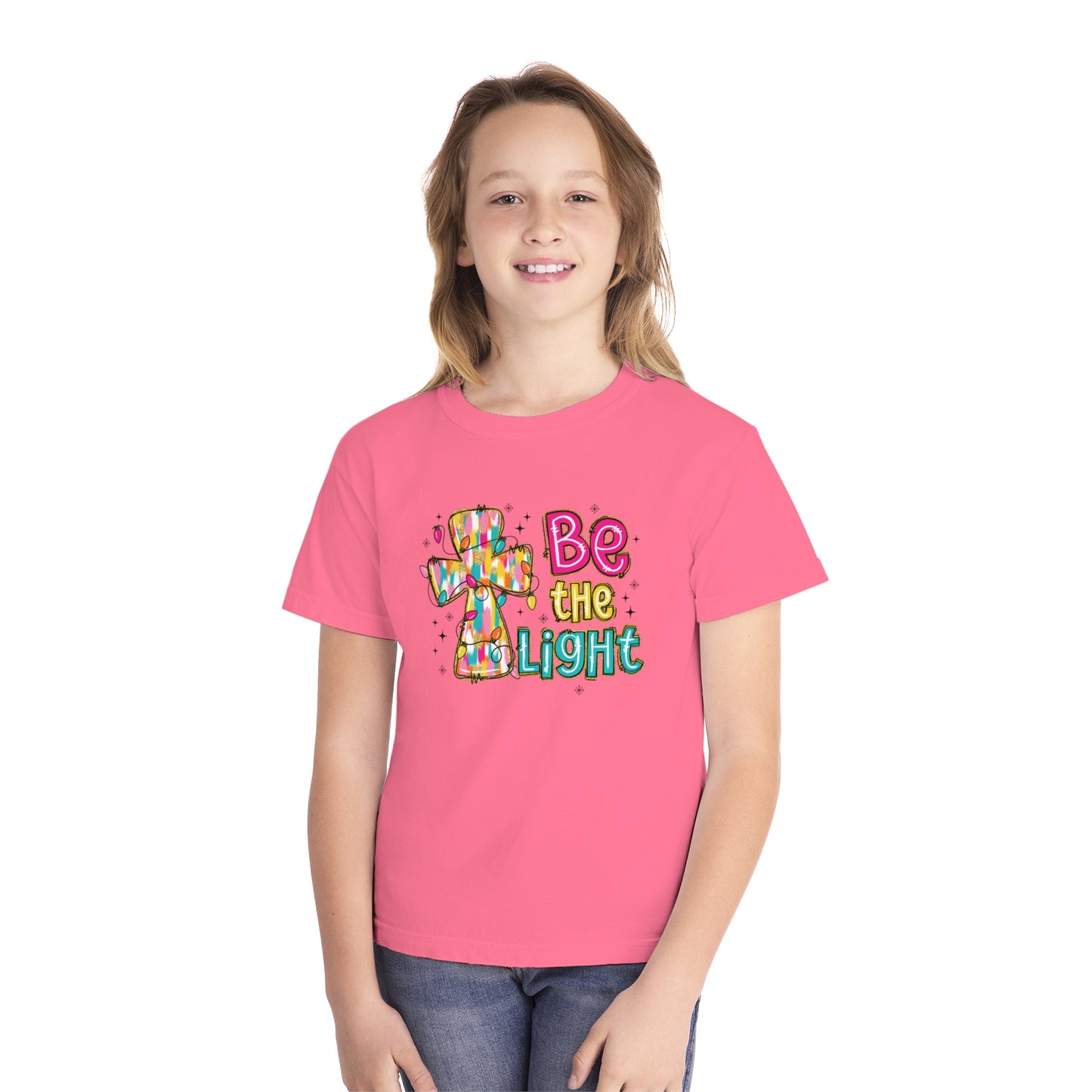 Be the Light Comfort Colors Youth Christmas Shirt