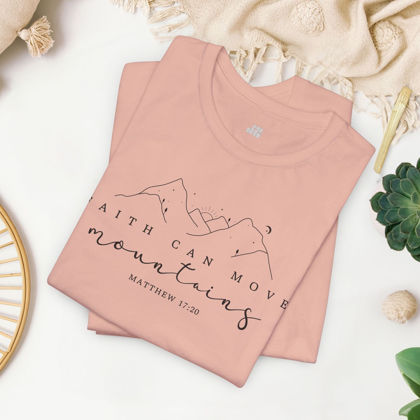 Faith Can Move Mountains Soft Cotton Tee - Matthew 17:20 Bible Verse Shirt
