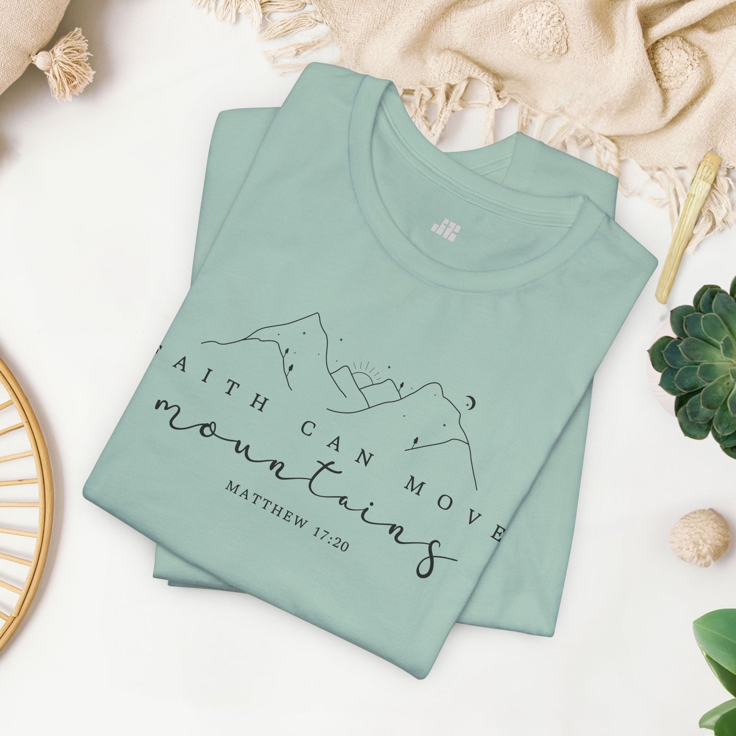 Faith Can Move Mountains Soft Cotton Tee - Matthew 17:20 Bible Verse Shirt