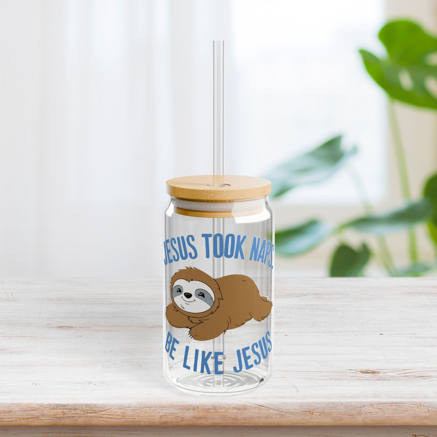Be Like Jesus Sipper Glass with Bamboo Lid & Straw - 16 oz
