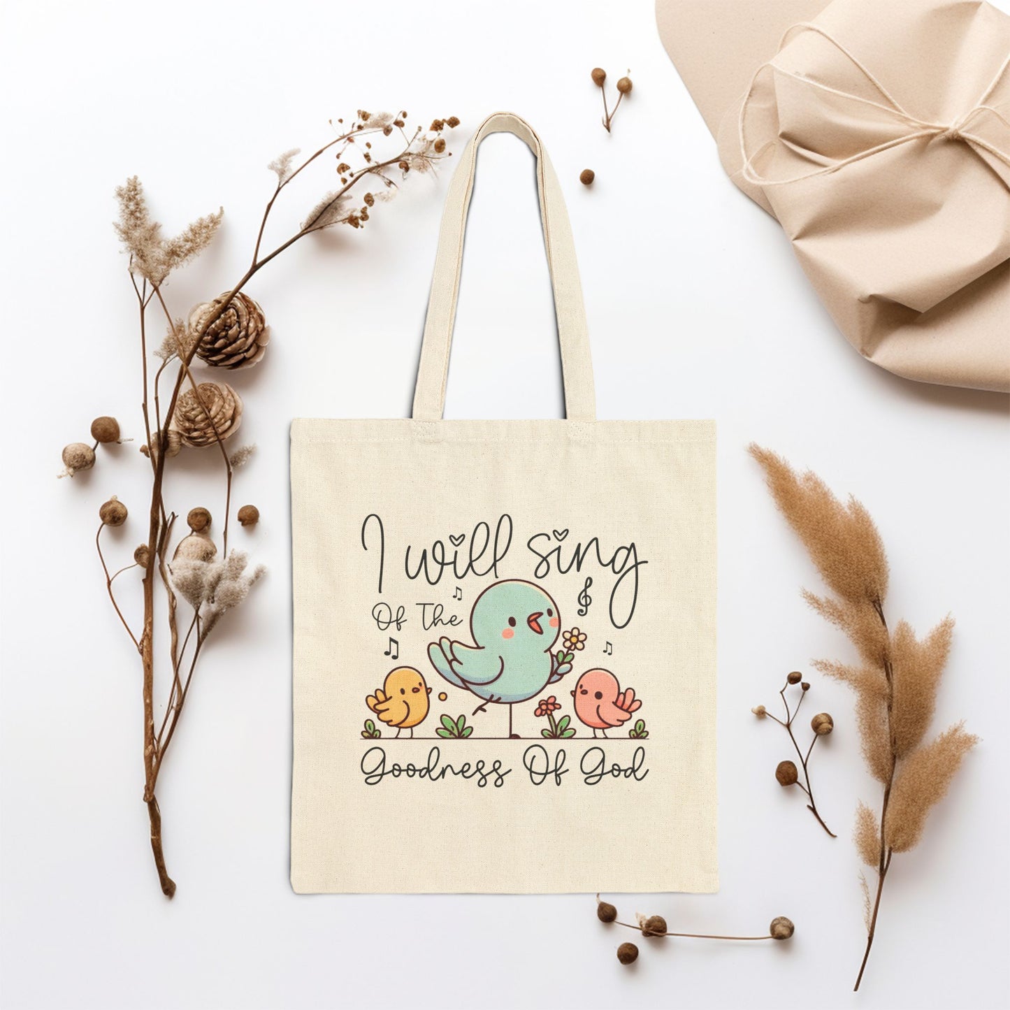 I Will Sing of the Goodness of God Canvas Tote Bag