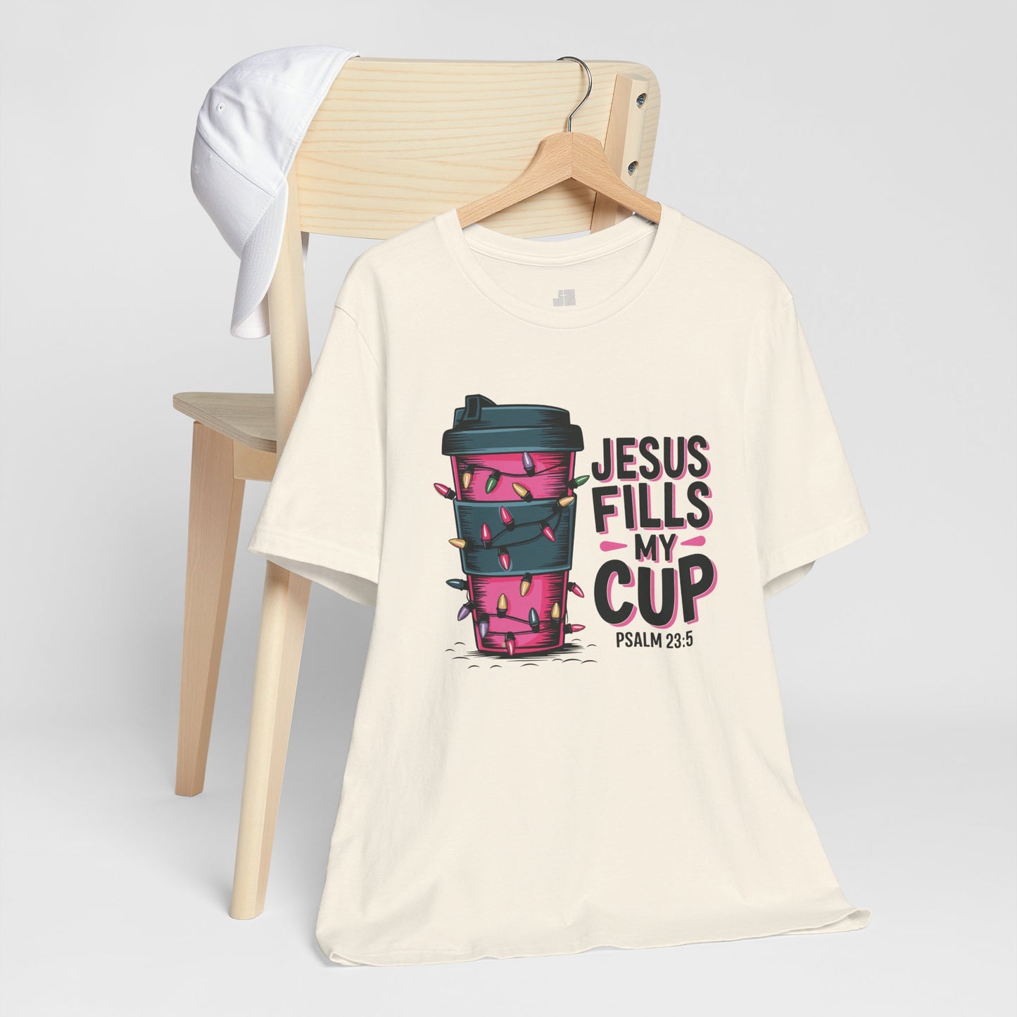 Jesus Fills My Cup Soft Cotton Tee - Holiday Christian Shirt