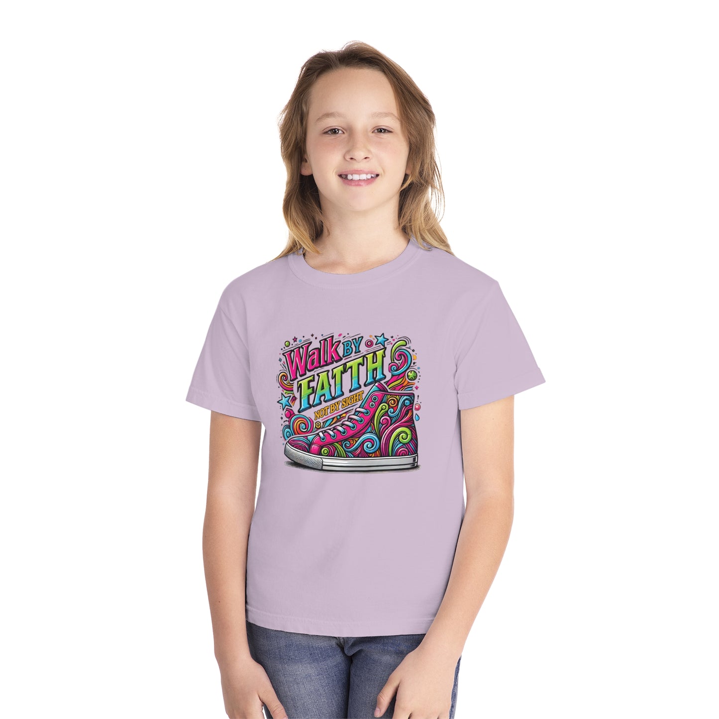 Walk by Faith Not by Sight Comfort Colors Youth Christian Tee - Youth Christmas Shirt